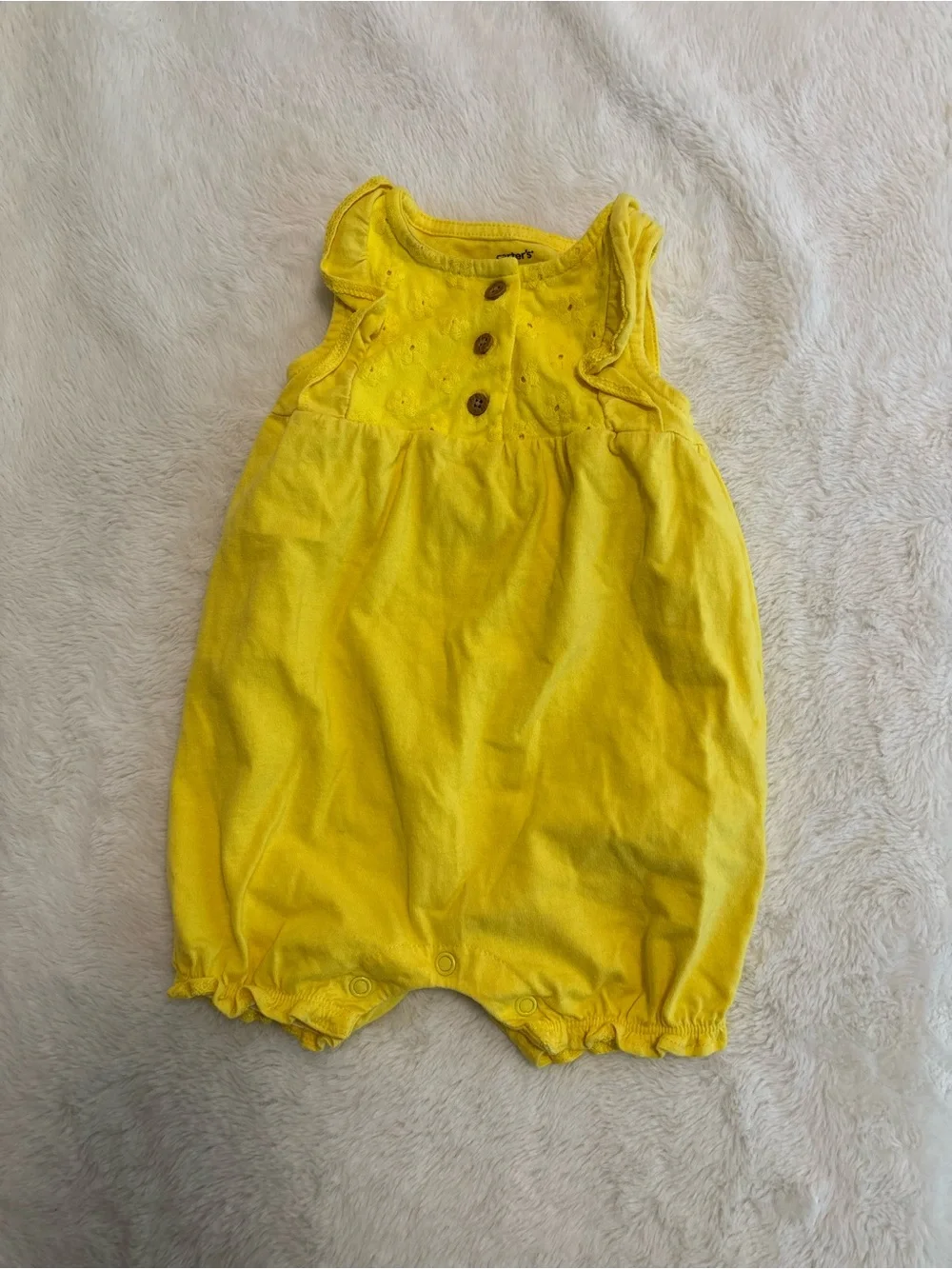 Carter's Bright Yellow Sleeveless Cotton Romper 6 months